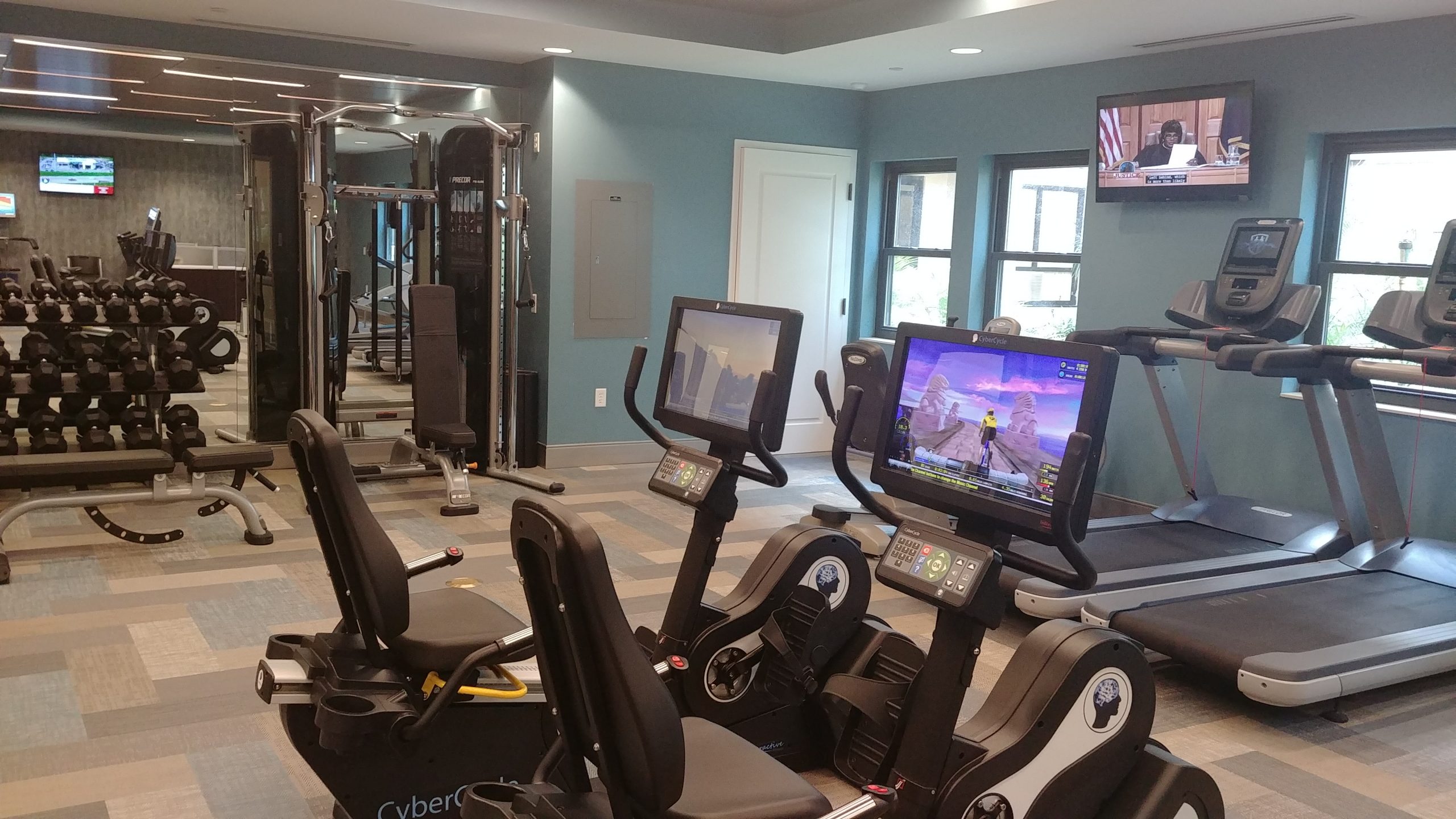 Fitness Center and exercise equipment of The Estates at Carpenters in Lakeland, Florida.