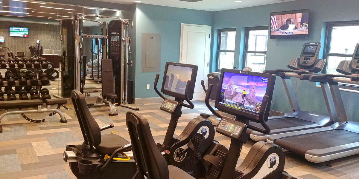 The exercise room at The Estates at Carpenters in Lakeland, Florida.